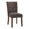 Saltoro Sherpi Fabric Upholstered Wooden Parson Chair with Leopard Print, Black and Brown, Set of Two-